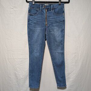 Madewell Medium Wash High Rise 10" RoadTripper Skinny‎ Jeans Exposed Zipper